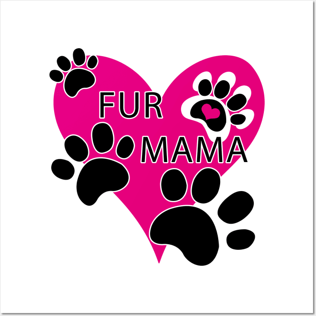 Fur Mama Pink Heart Paw Prints Wall Art by TLSDesigns